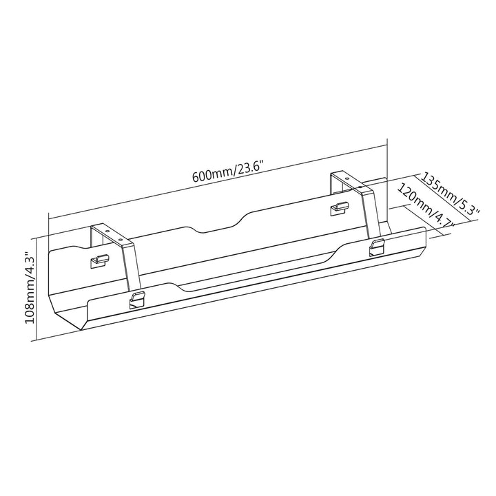 Organizator birou, Ergo Office ER-431 W, 60 cm, alb, ideal pentru depozitarea cablurilor