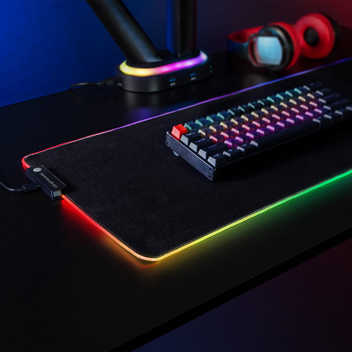 XXL Gaming mouse & keyboard pad 80x30cm cu iluminare RGB cu LED-uri și cauciuc antiderapant în partea inferioară Desk pad (800x300x4mm)