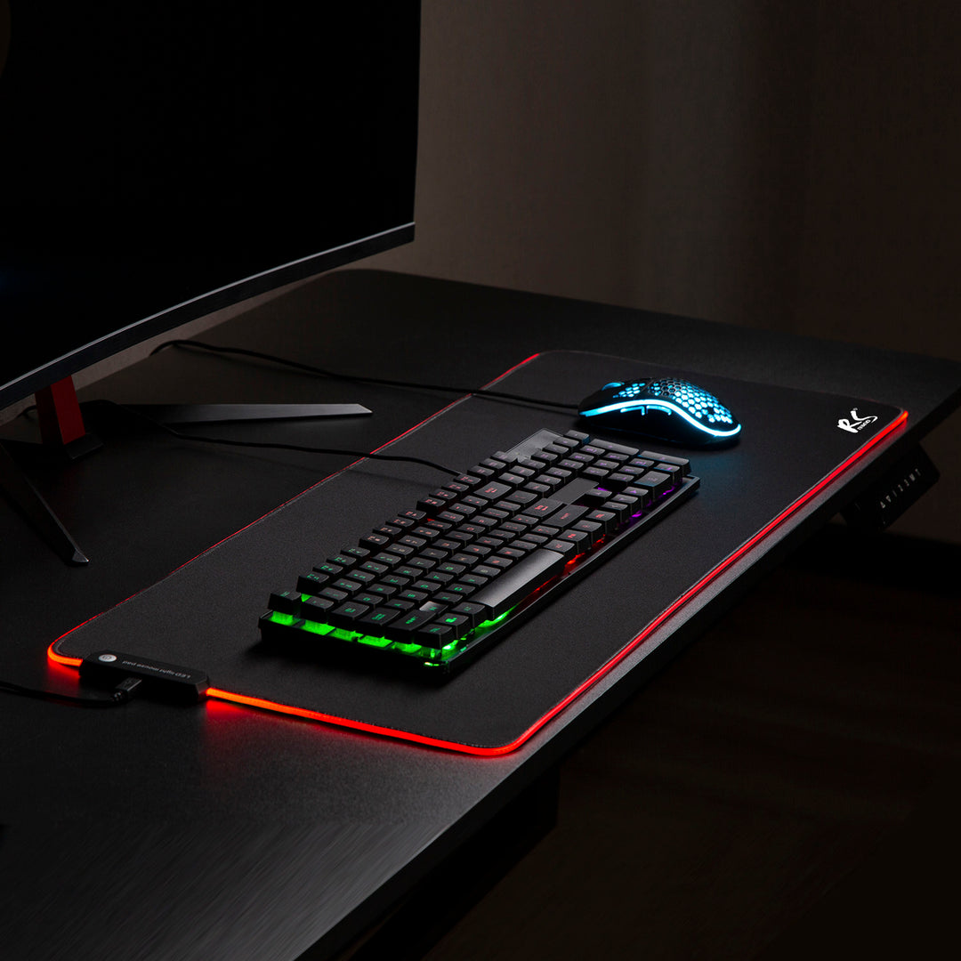 XXL Gaming mouse & keyboard pad 80x30cm cu iluminare RGB cu LED-uri și cauciuc antiderapant în partea inferioară Desk pad (800x300x4mm)