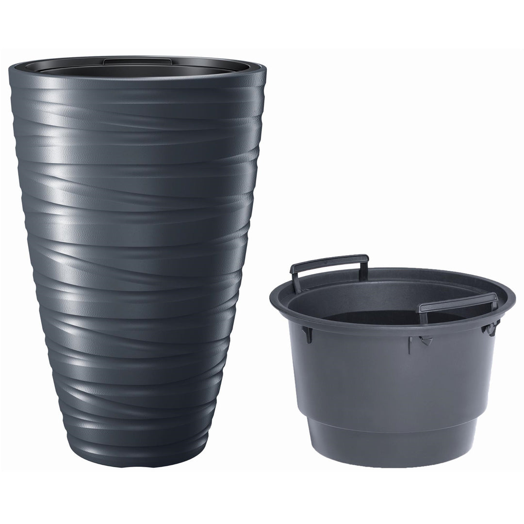 Ghiveci de flori 2 in 1 Maze DPMZ400. Ghiveci rotund din plastic 37,5cm Ø 57,9cm înălțime - antracit