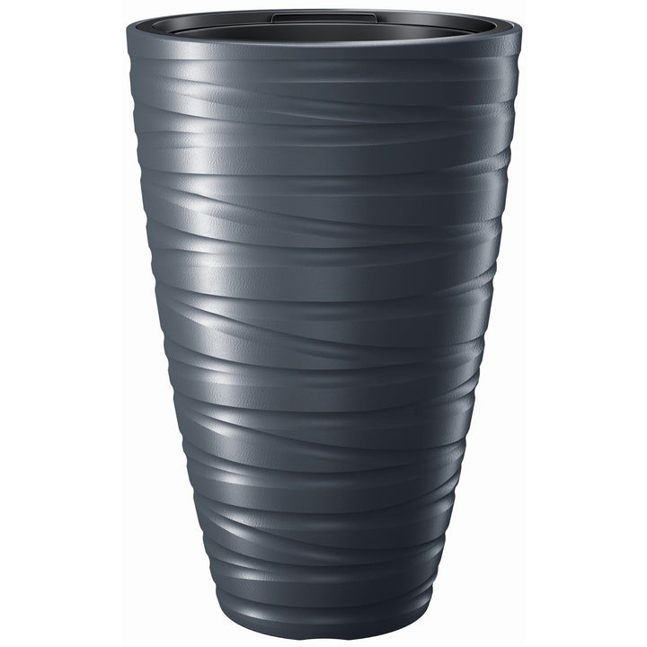 Ghiveci de flori 2 in 1 Maze DPMZ400. Ghiveci rotund din plastic 37,5cm Ø 57,9cm înălțime - antracit