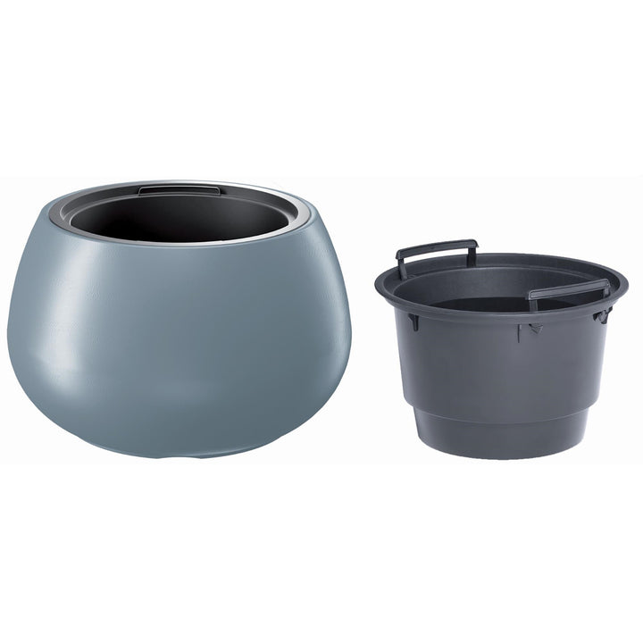 Ghiveci pentru plante/flori Heos 2 în1. Ghiveci rezistent la intemperii pentru uz interior și exterior plastic rotund (Ø 370mm, gri)