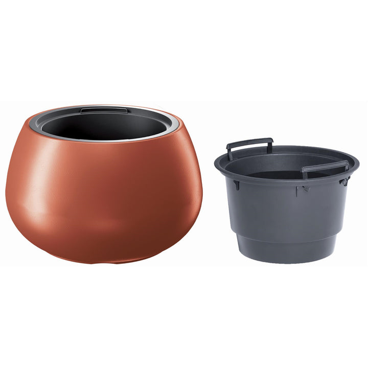 Ghiveci de plante/flori Heos 2 în 1. Ghiveci rezistent la intemperii pentru uz interior și exterior plastic rotund (Ø 370mm, cupru)