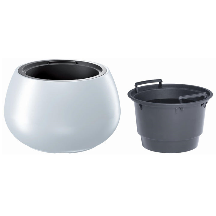 Ghiveci de plante/flori Heos 2in1 incl. Ghiveci rezistent la intemperii pentru uz interior și exterior plastic rotund (Ø 370mm, alb)