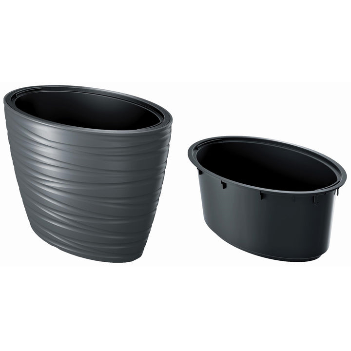 Ghiveci de plante tip labirint 2 in1. Ghiveci rezistent la intemperii pentru uz interior și exterior oval 42,3cm înălțime plastic (antracit)