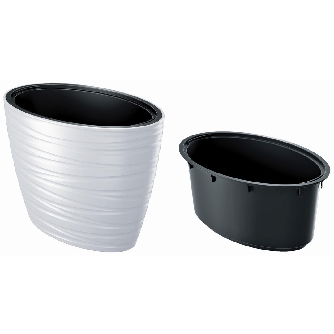 Ghiveci de plante tip labirint 2in1. Ghiveci de plante rezistent la intemperii pentru uz interior și exterior oval 42,3cm înălțime plastic (alb)