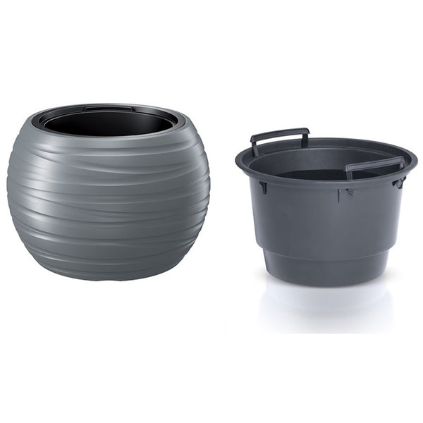 Ghiveci cu inserție Prosperplast Maze gri oval DBMZK440-405U