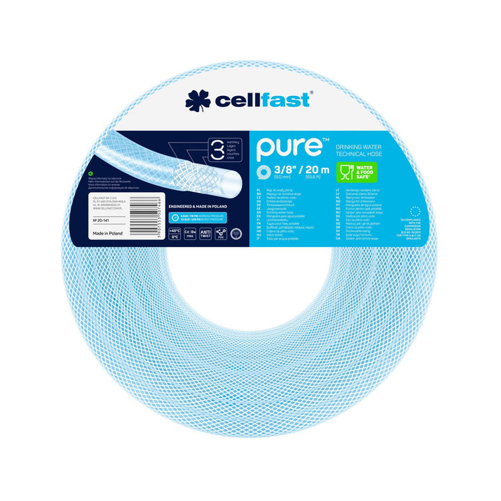 Apă potabilă Cellfast Pure, furtun cu 3 straturi de 9mm x 2.2mm 20m