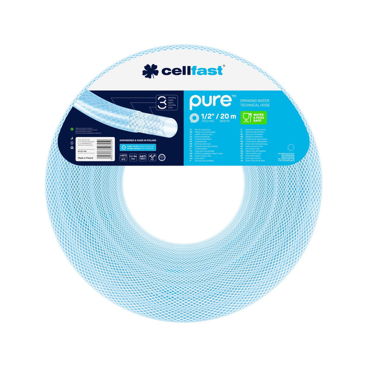 Furtun de apă potabilă cu 3 straturi Cellfast Pure 12.5mm x 2.5mm 20m