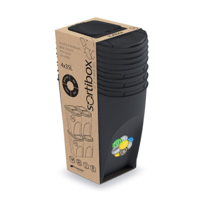 Set coșuri de segregare Prosperplast Sortibox 4x35L antracit
