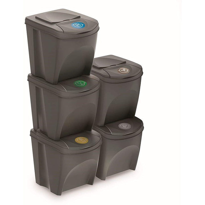 Set coș sortare sortibox 5x25L gri IKWB25S5
