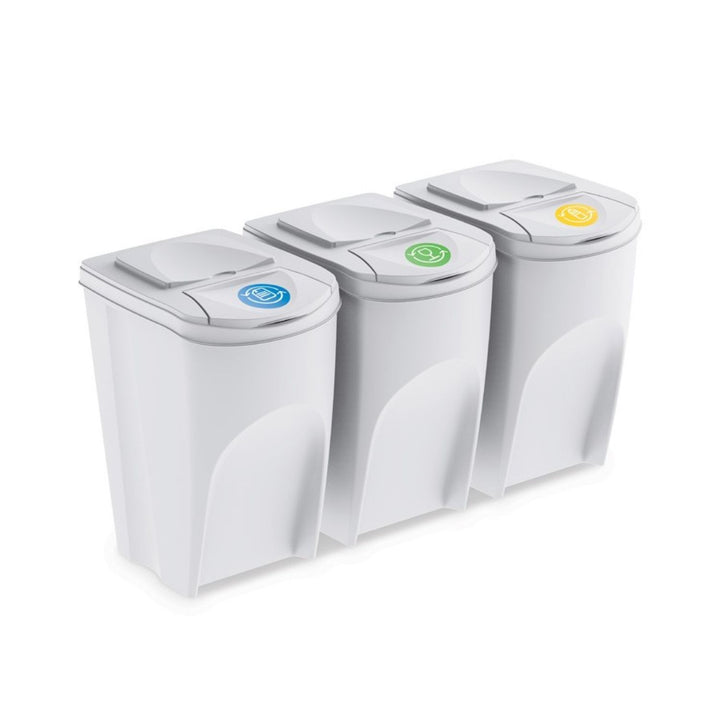 Set coșuri de reciclare Prosperplast Sortibox 3x35L alb