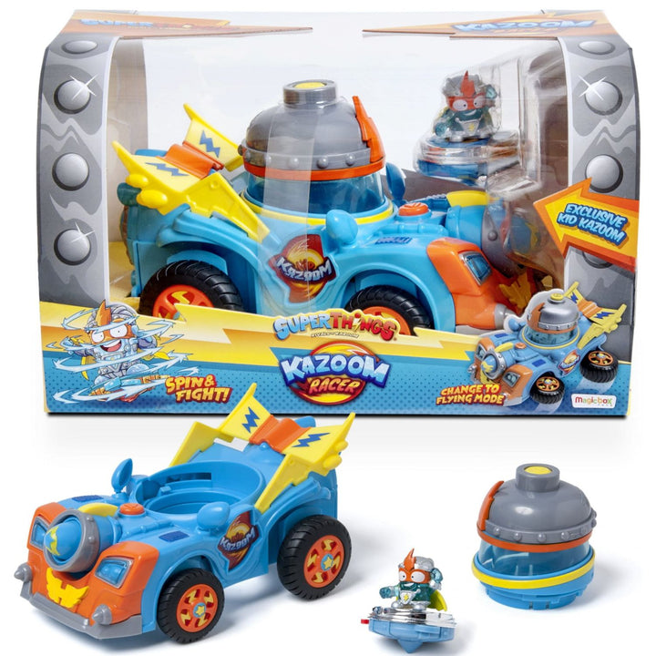 Vehiculul SuperThings Kazoom Racer și figura de acțiune Kid Kazoom