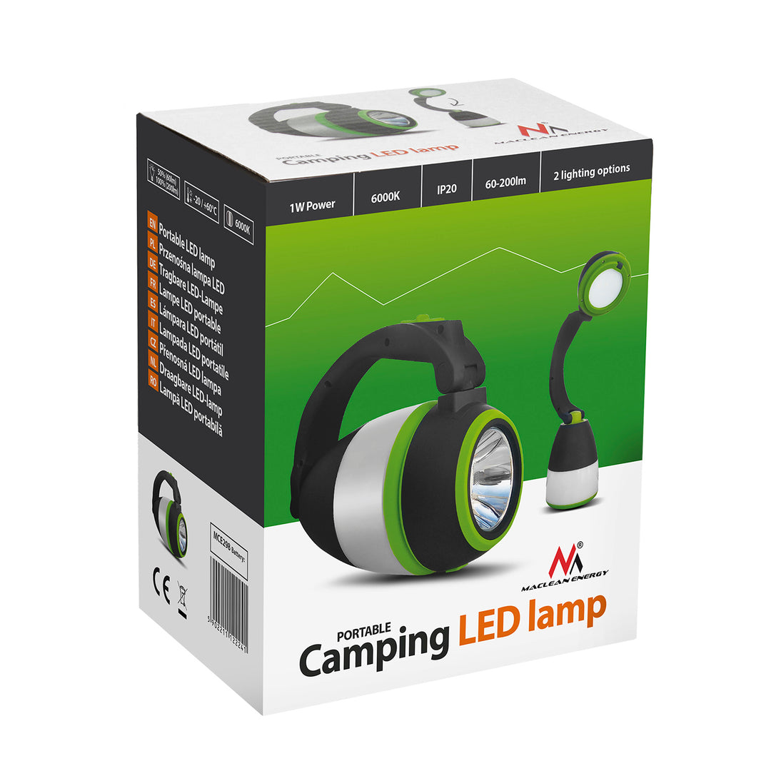 Lampa pentru camping Maclean MCE294 3in1 LED, 1W, 60-200lm, alb rece 6000K, sursă de alimentare 3xAA 1.5V