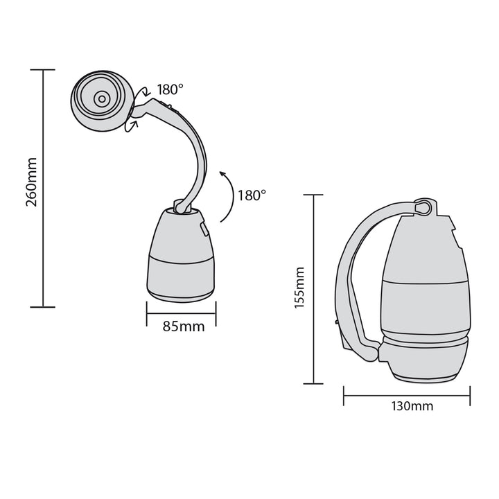 Lampa pentru camping Maclean MCE294 3in1 LED, 1W, 60-200lm, alb rece 6000K, sursă de alimentare 3xAA 1.5V