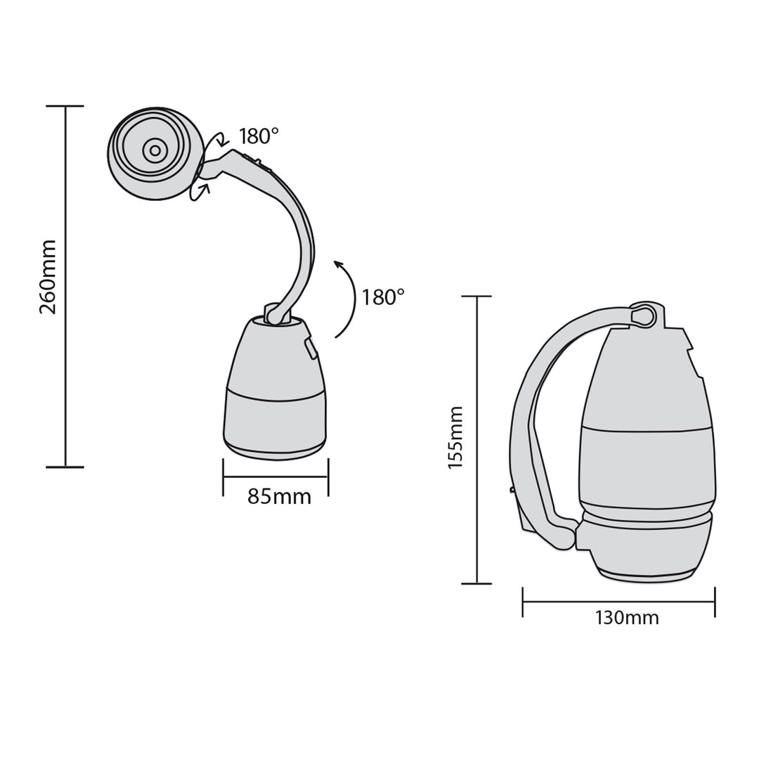 Lampă LED 3l1 Maclean, camping, lampă de birou, lanternă, 1W, 60-200lm, alb rece 6000K, 18650 1500mAh, funcție bancă de alimentare MCE298