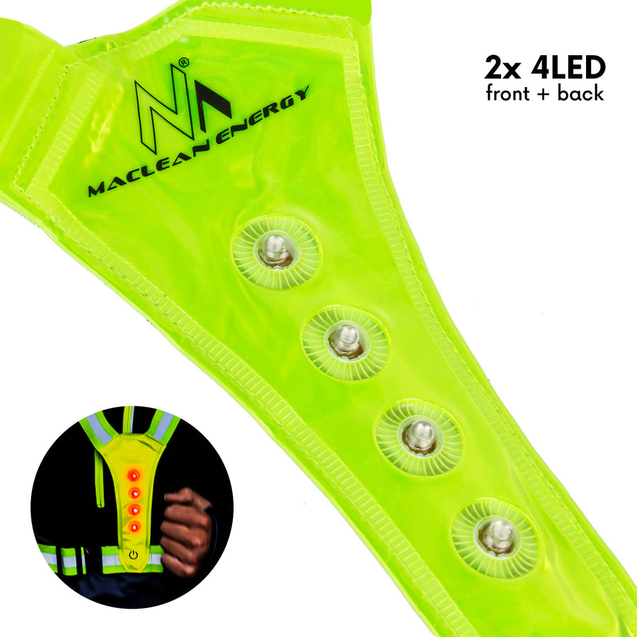 Bretele reflectorizante LED, Maclean MCE425, verde