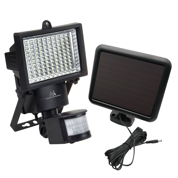 Proiector solar cu senzor de amurg si mișcare, LED, Maclean Energy IP44, 6W, 360lm, 6000K alb rece, baterie reîncărcabilă Li-ion 2400 mAh, 5.5V DC MCE442