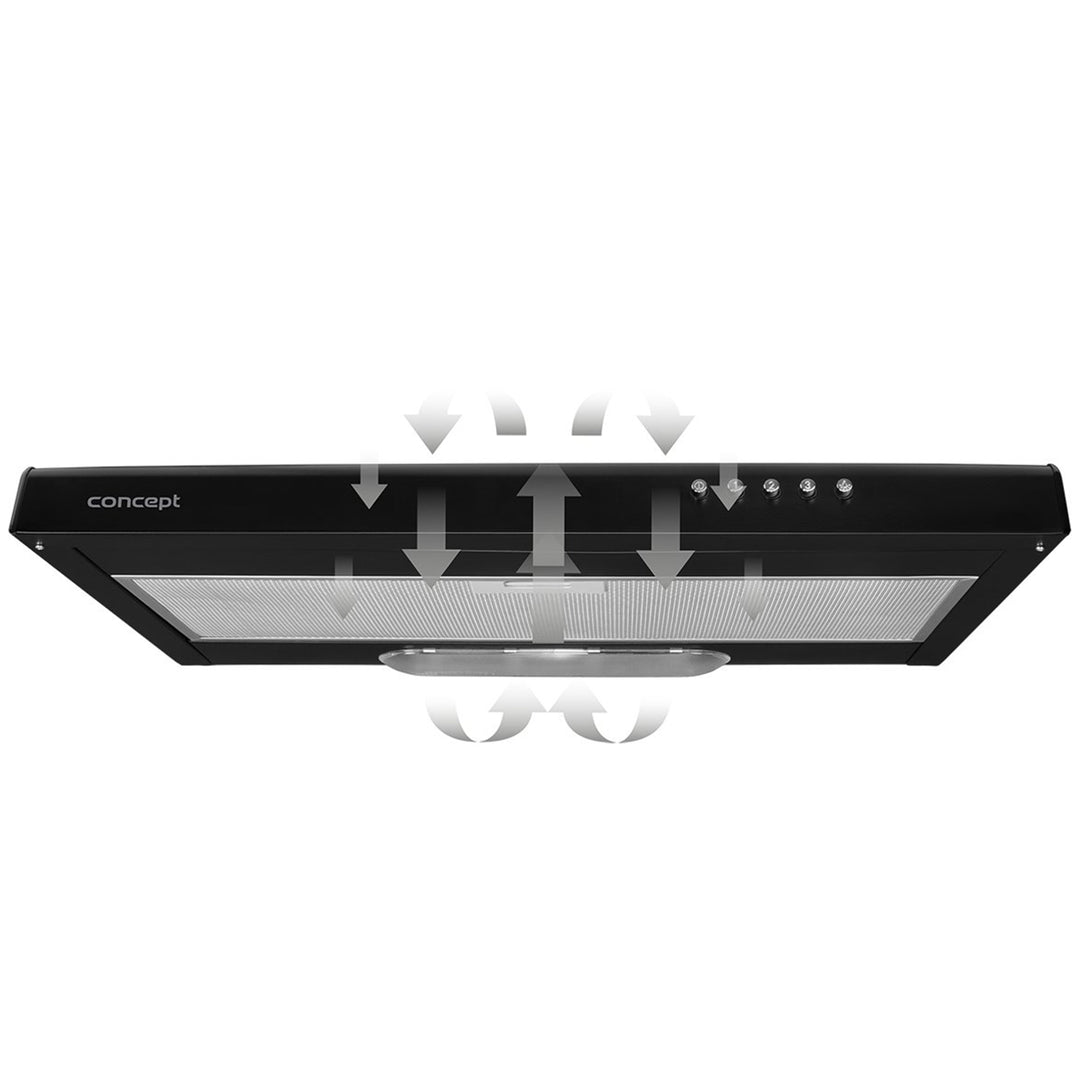Hota sub dulap 60cm Concept OPP2060bc negru cu filtru de grăsime