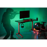 Birou gaming LED, maxim 100 kg, Nanors RS163, 120 x 60 cm, negru-rosu
