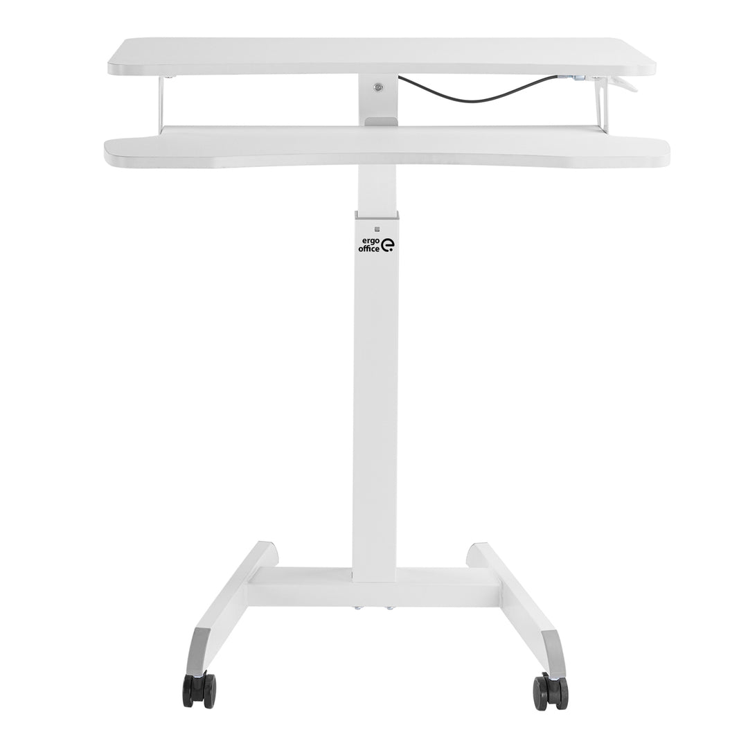 Birou reglabil pe inaltime, Ergo Office ER-444W, 80 x 40 cm, alb, blat dublu