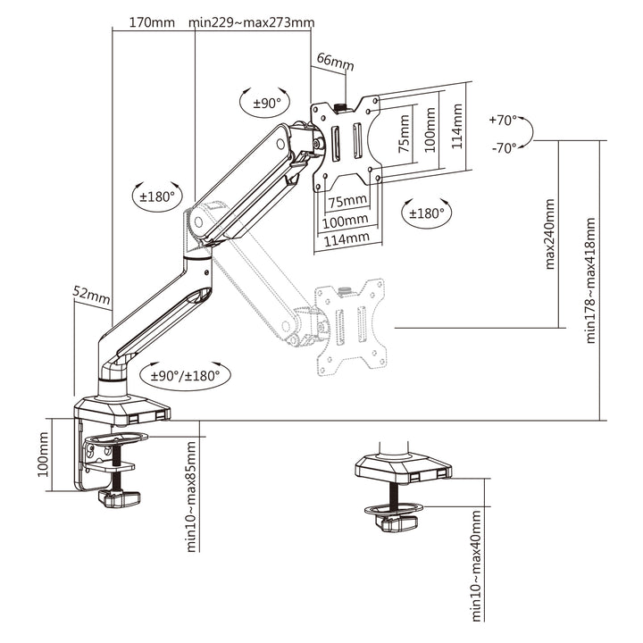 Suport monitor Ergo Office, cu arc, 17"-35", ER-445