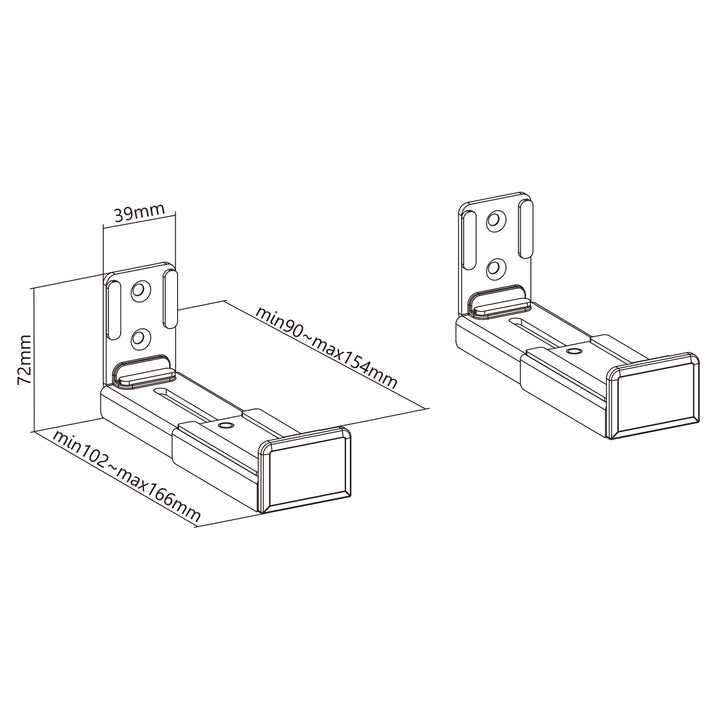 Set 2 suporturi pentru soundbar, reglabile, Maclean MC-932, negru