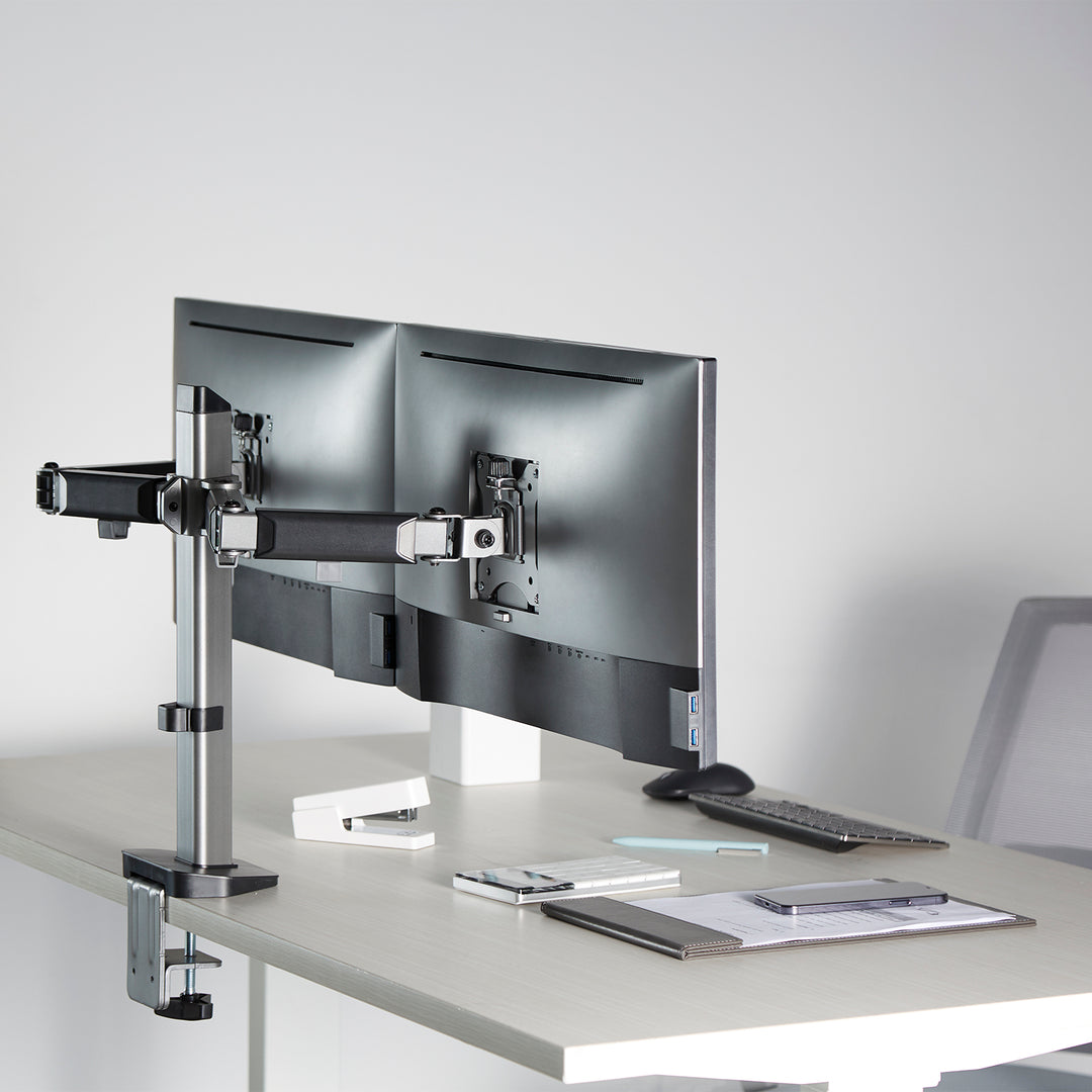 Suport pentru 2 monitoare Deluxe, Ergo Office ER-449, 17-32", argintiu