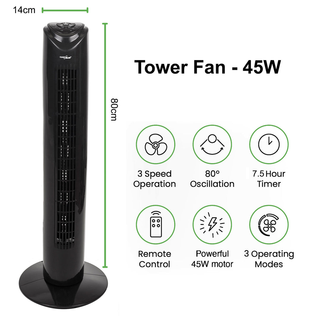 Ventilator turn GreenBlue GB645, cu telecomanda, 82 cm, negru, 3 viteze