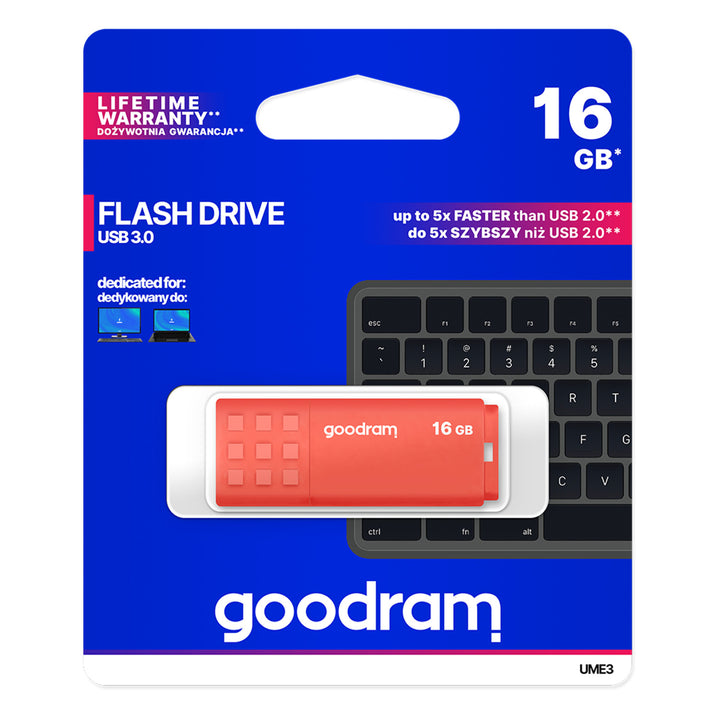 Goodram USB 3.0 Pendrive, capacitate: 16 GB, portocaliu