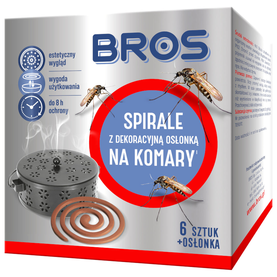 Un set de 6 spirale de țânțari cu capac din oțel Bros pentru o protecție de până la 8 ore