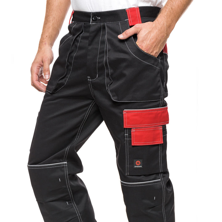 HELIOS PANTALONI NEGRU / ROSU Mărime 48 (86-90)