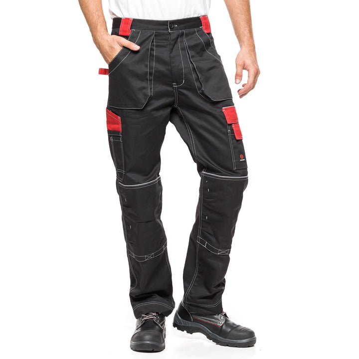 HELIOS PANTALONI NEGRU / ROSU Mărime 48 (86-90)