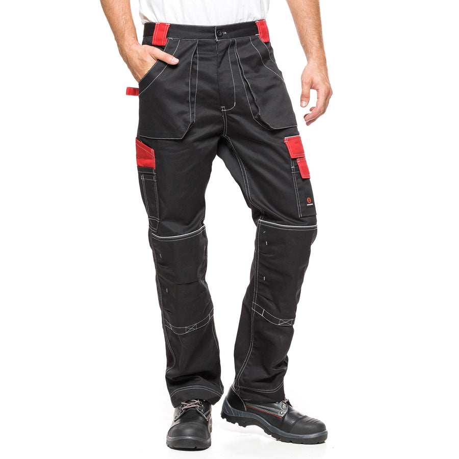 HELIOS PANTALONI NEGRU / ROSU Mărime 48 (86-90)
