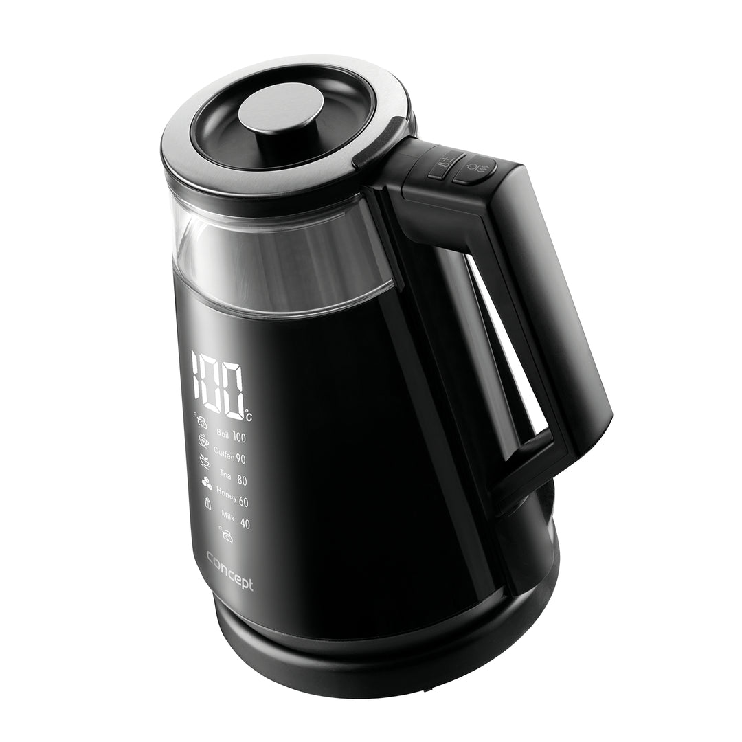 CONCEPT RK4170 Ceainic electric Afișaj digital 5 Reglare temperatură Pivotare Păstrează funcția caldă 360 ° 1,7 L