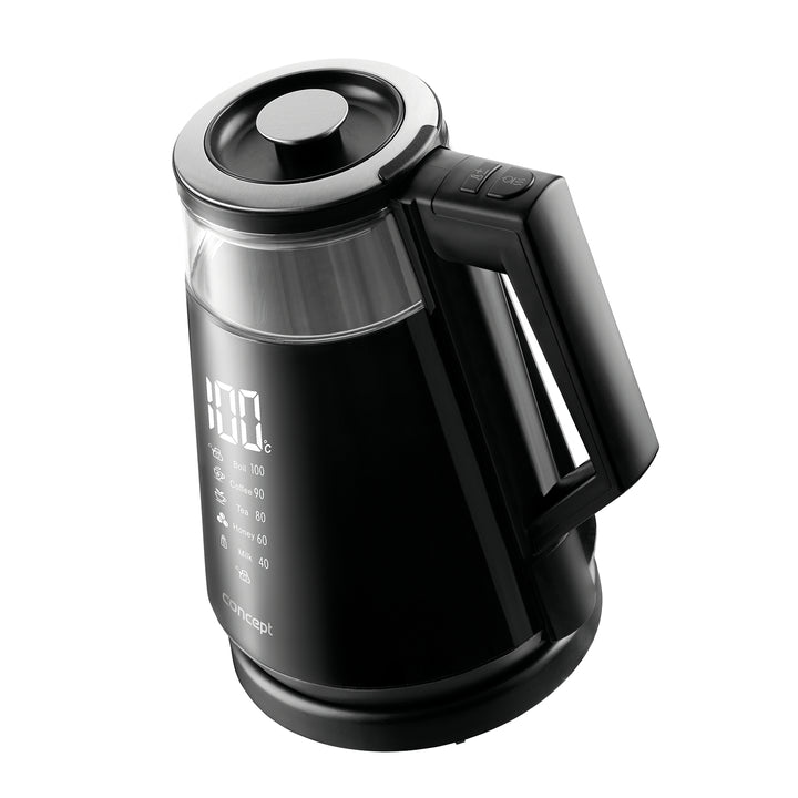 CONCEPT RK4170 Ceainic electric Afișaj digital 5 Reglare temperatură Pivotare Păstrează funcția caldă 360 ° 1,7 L