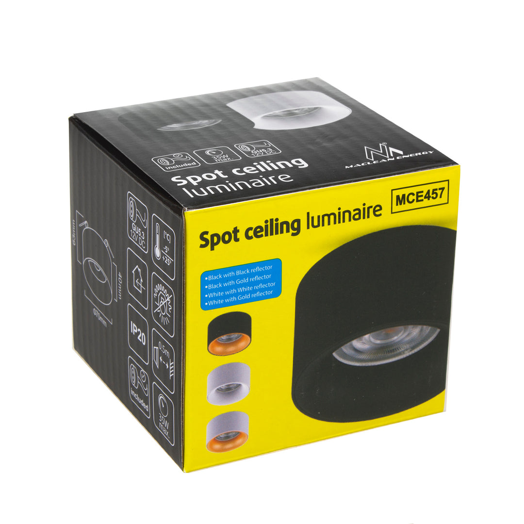 Maclean încastrat / tub, spot, rotund, aluminiu, GU5.3, 70x40mm, negru / auriu, MCE457 B/G