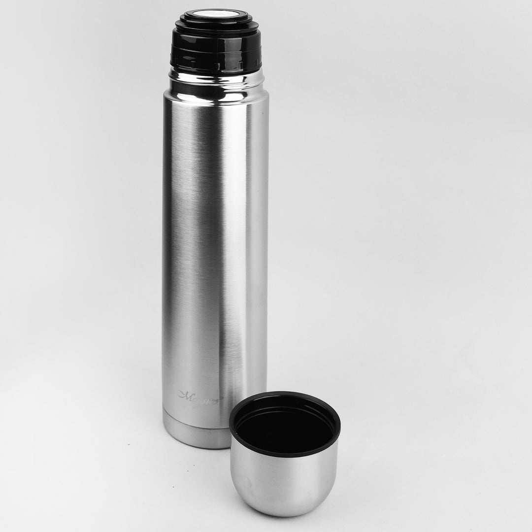 Sticlă izolată Thermos din oțel inoxidabil cu pahar de băut și geantă de transport pentru băuturi calde sau reci (1000ml)