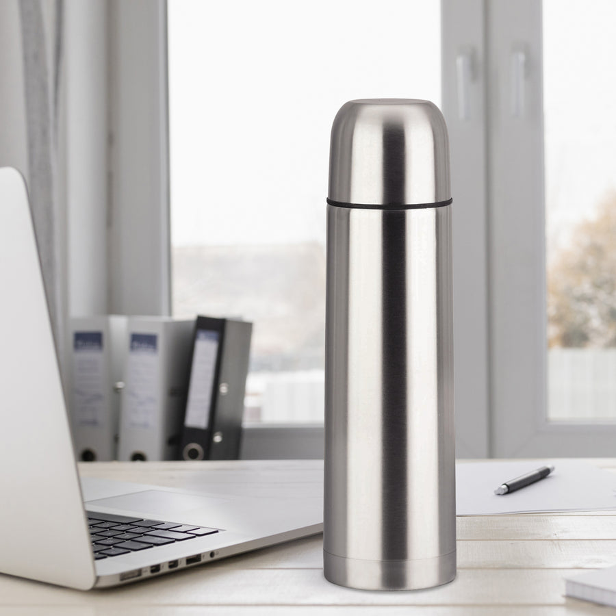 Sticlă izolată Thermos din oțel inoxidabil cu pahar de băut și geantă de transport pentru băuturi calde sau reci (750ml)