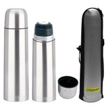 Sticlă izolată Thermos din oțel inoxidabil cu pahar de băut și geantă de transport pentru băuturi calde sau reci (750ml)