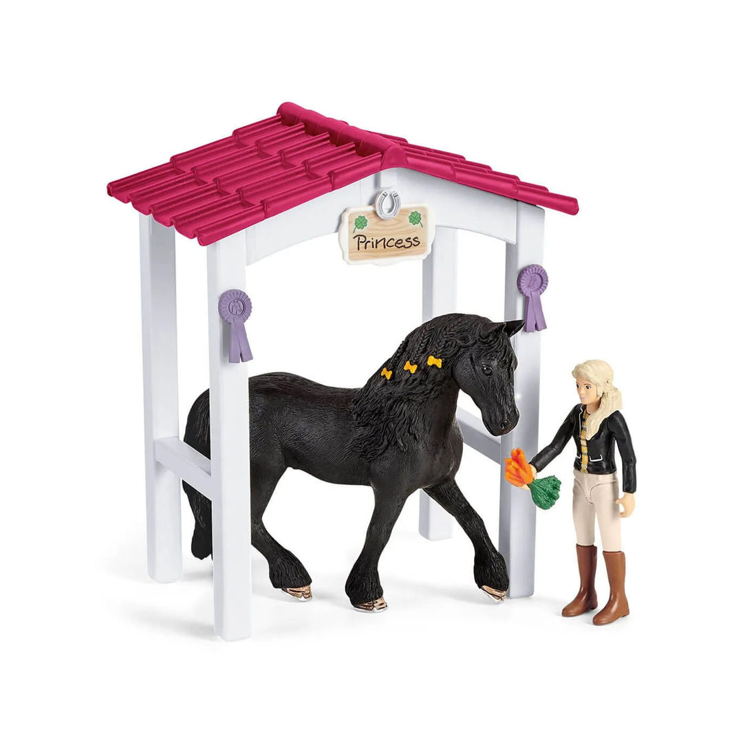 Schleich SLH42437 Schleich Horse Club Set Tori și Princess Horse Horse Stable Doll Dog Playset Accesorii