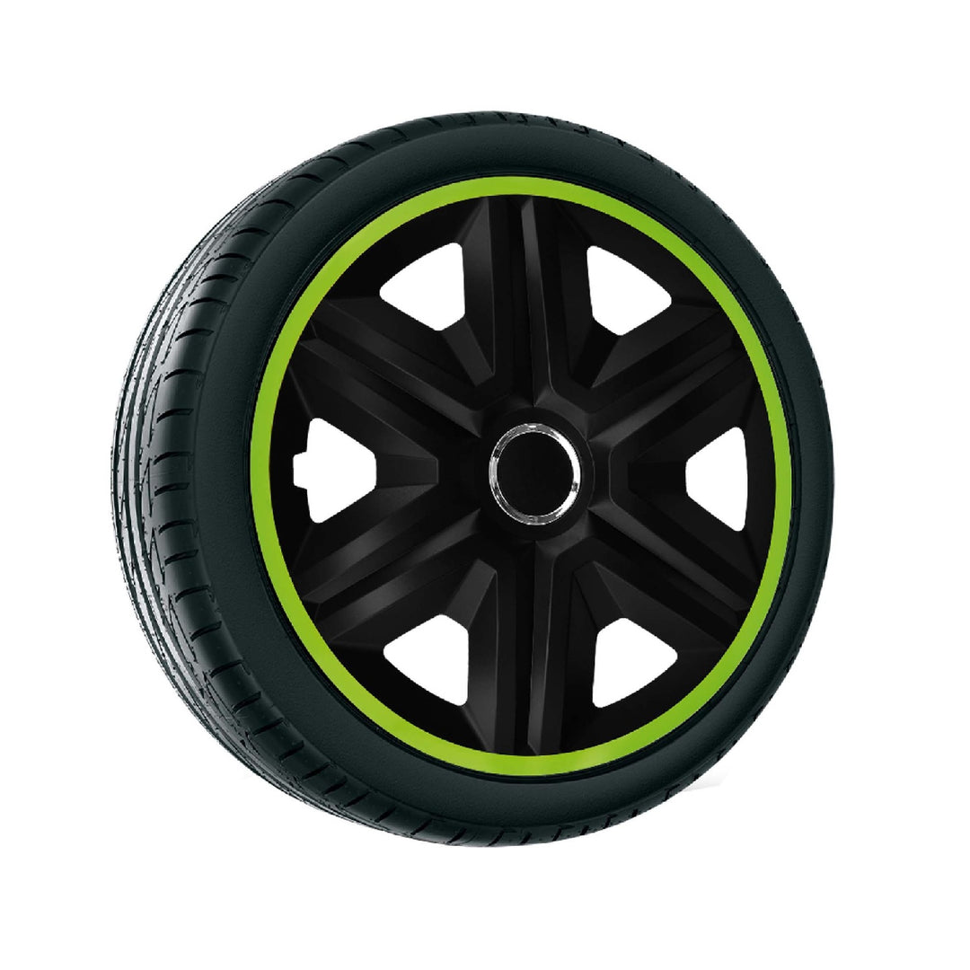 Capace de butuci negru/verde 16 inch Fast Lux NRM 4x ornamente de roți Fast Lux NRM 4x