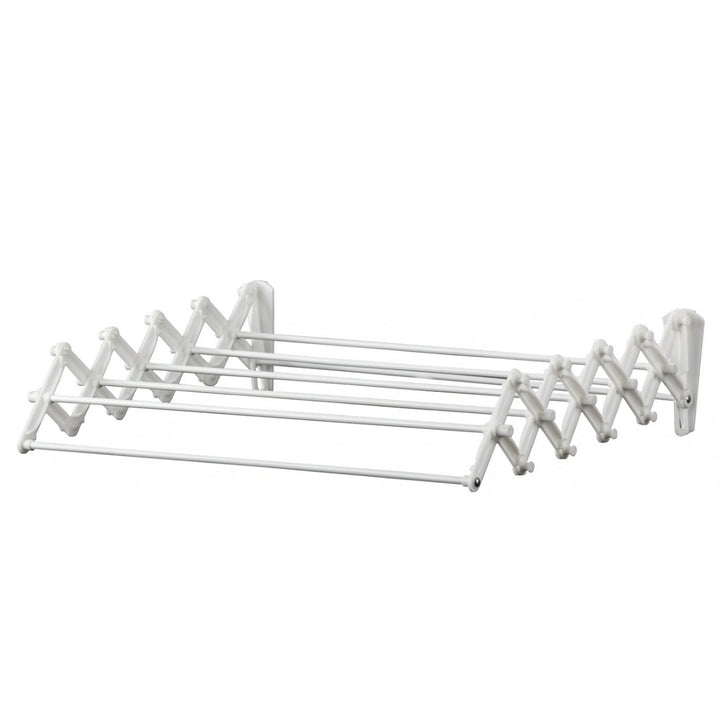 Uscător de rufe telescopic de perete cu suport de uscare tip acordeon (60 cm, alb)