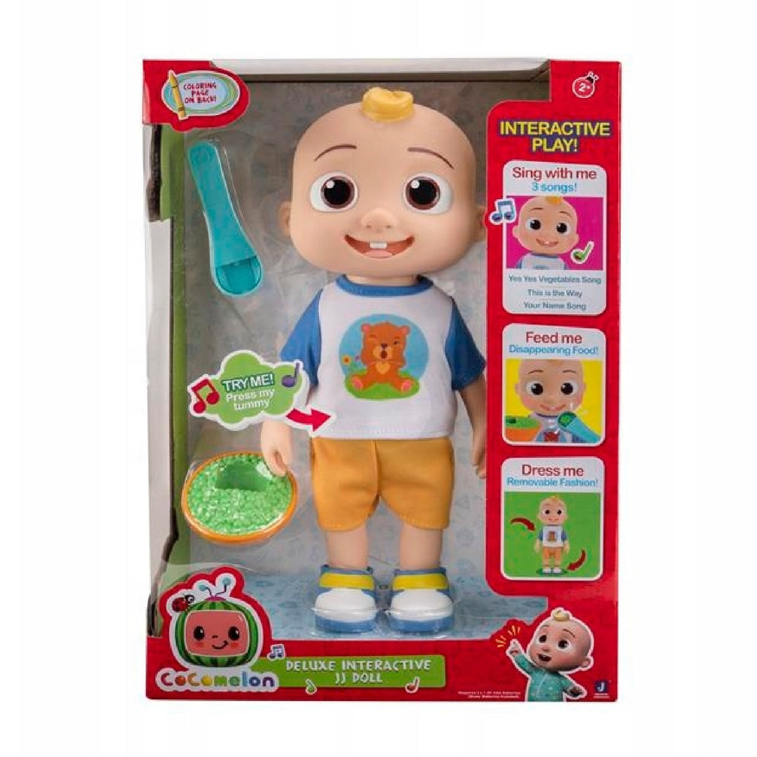 CoComelon CMW0058 CoComelon Deluxe Interactive JJ Doll Plush Soft Sing Song Cântecul Cântecul Feed Dress Accesorii