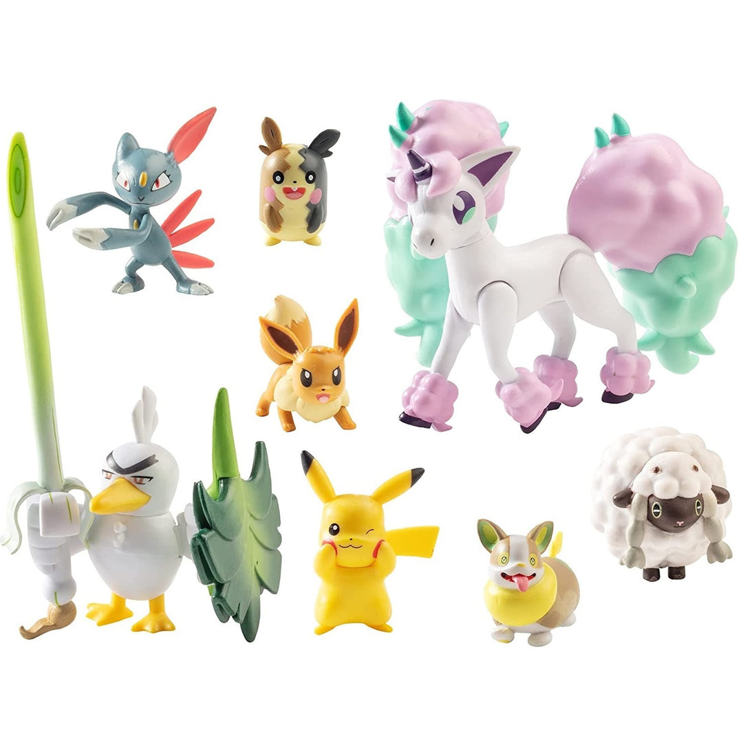 Set de 8 figurine Pokémon Battle Ready W7 - Generația 8 - Include Pikachu, Eevee, Wooloo, Sneasel, Yamper, Ponyta, Sirfetch'd & Morpeko - Vârste de la 4 ani în sus.