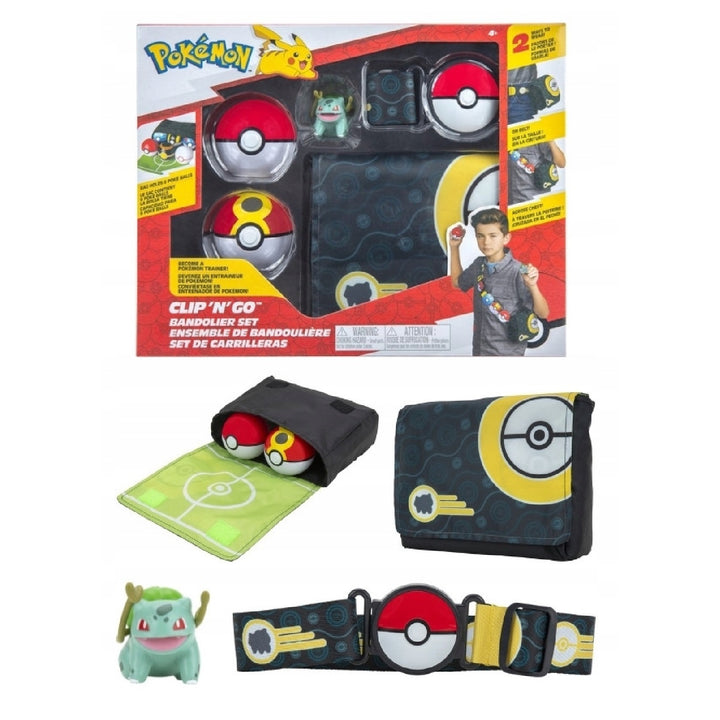 Pokemon PKW0229 Pokemon Bandolier Clip N Go Set 2 x Poke Ball Bulbasaur Figurină Poke Ball