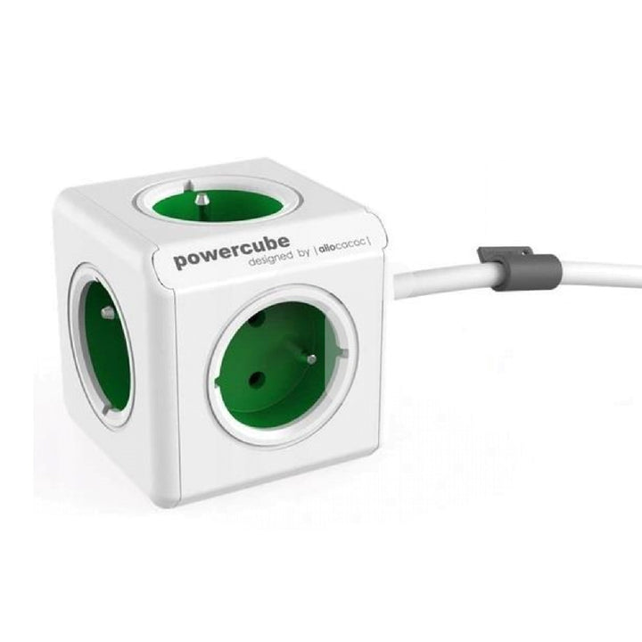 Allocacoc PowerCube Extended Green FR, prelungitor de distribuție și prize 5X, 230V, alb-verde