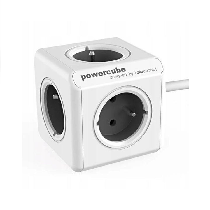 Allocacoc PowerCube Extended Grey FR, prelungitor de distribuție și prize 5X, 230V, alb-gri