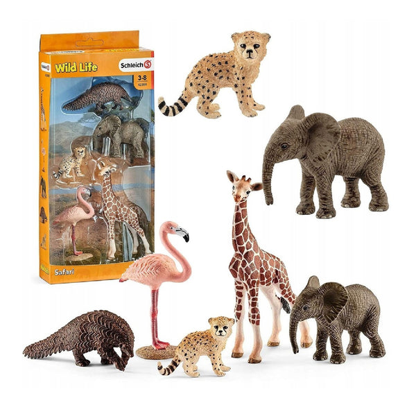 Schleich SLH42388 Schleich Set de jucării Safari 5 PCS Girafa Elefant