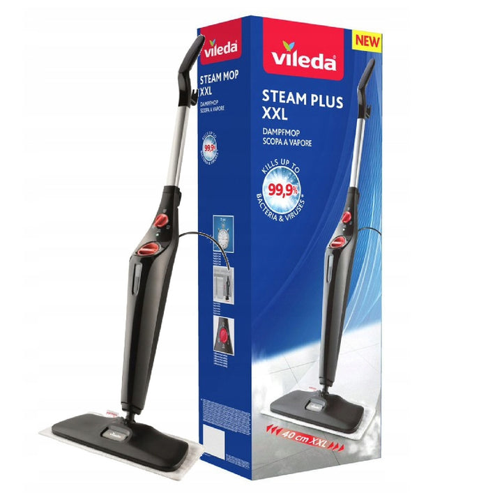 Mop cu aburi, Vileda Steam Plus XXL, Plastic, Negru